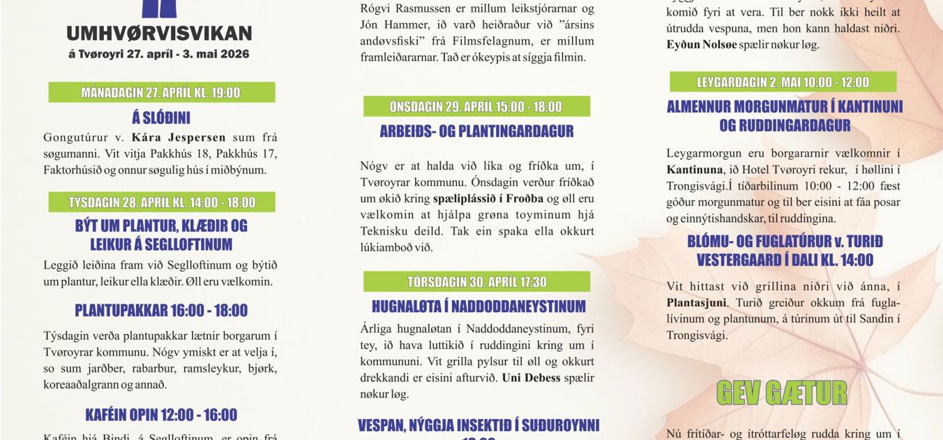 SKRÁIN FYRI UMHVØRVISVIKUNA